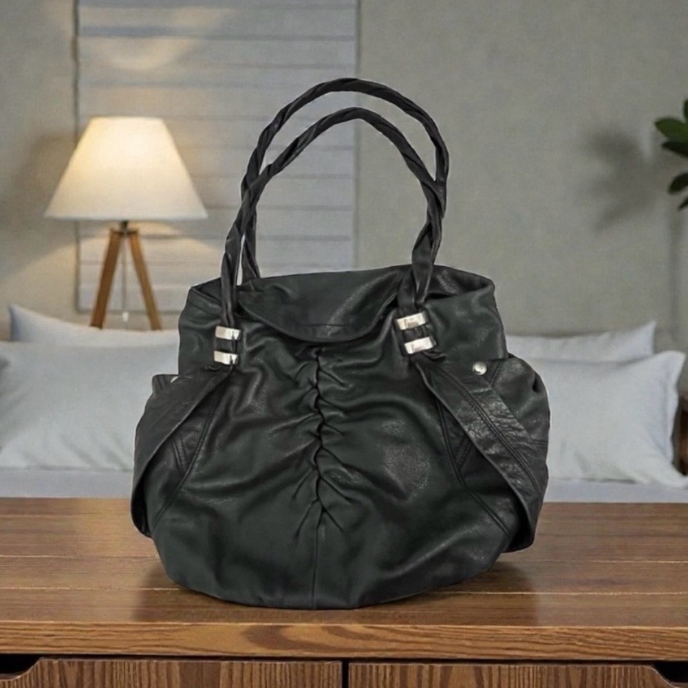 B. Markowsky Large Black Leather Hobo Purse w/ Matching Wallet!